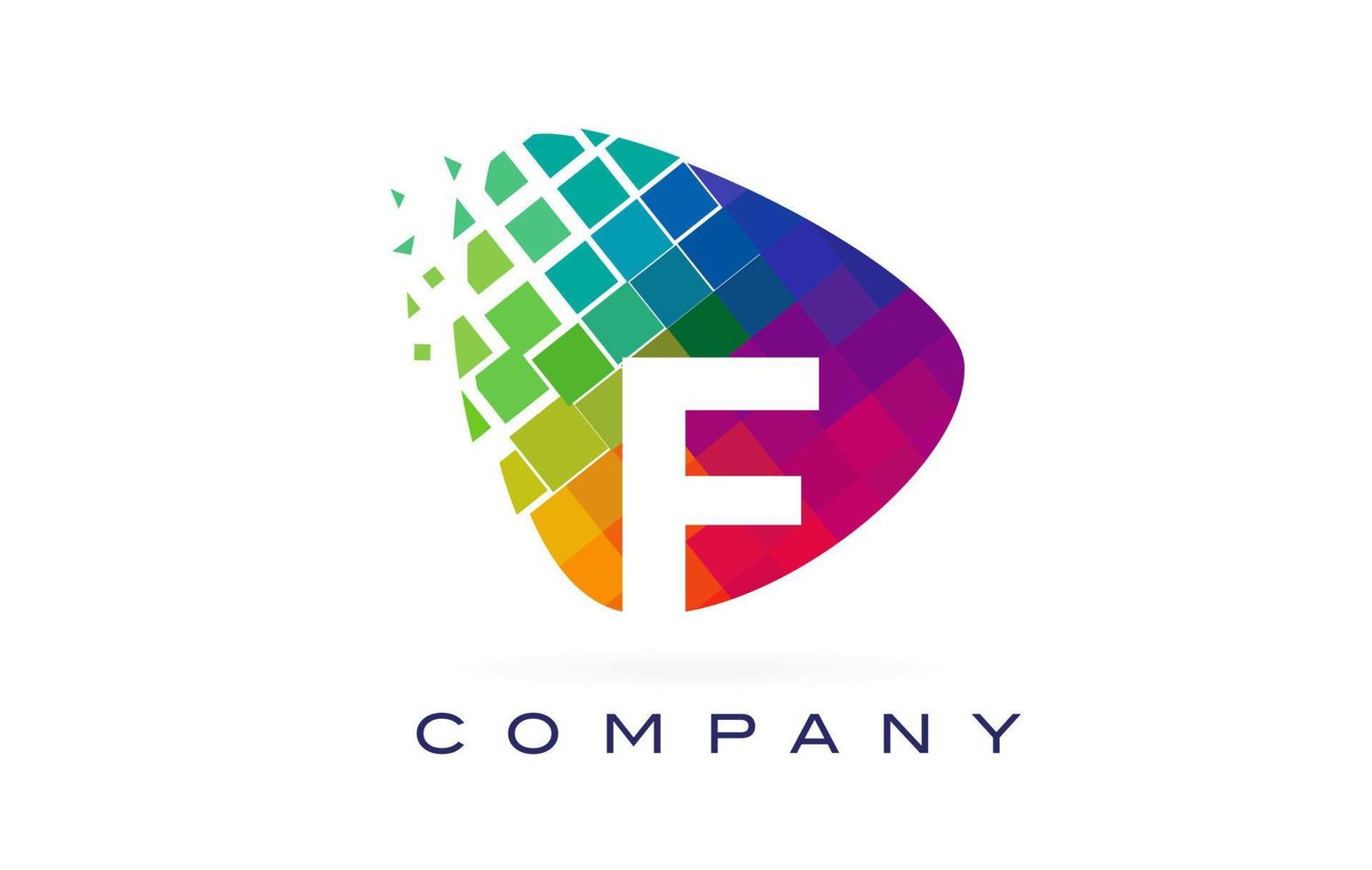 Letter F Colourful Rainbow Logo Design. vector