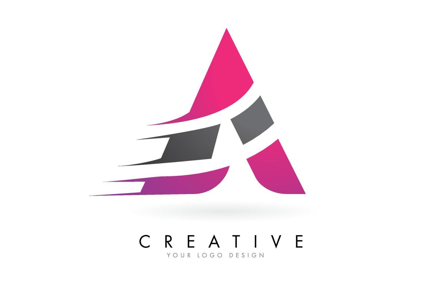 A Letter Logo with Pink and Grey Colorblock Design and Creative Cut. vector
