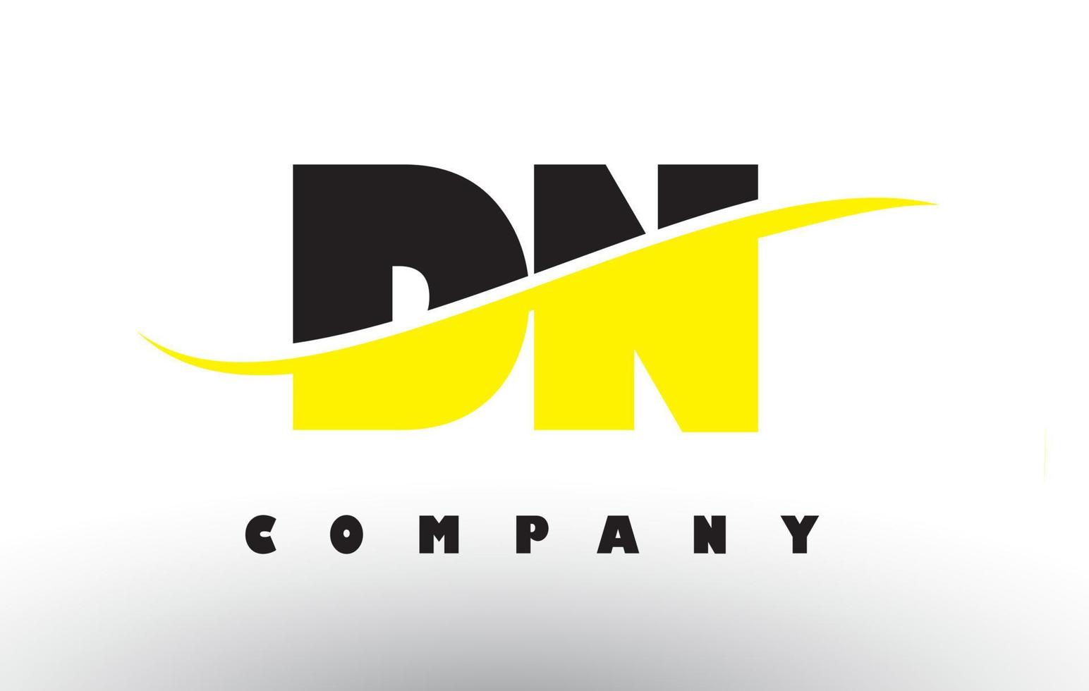 DN D N Black and Yellow Letter Logo with Swoosh. vector