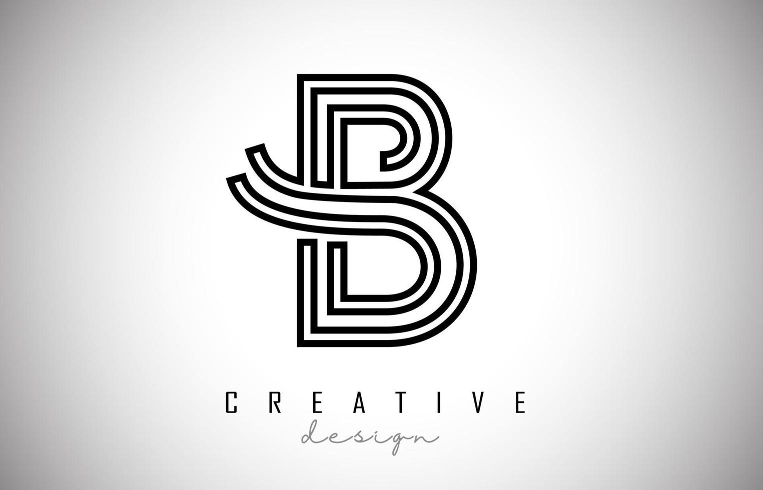 B Letter Logo Monogram Vector Design. Creative B Letter Icon with Black Lines