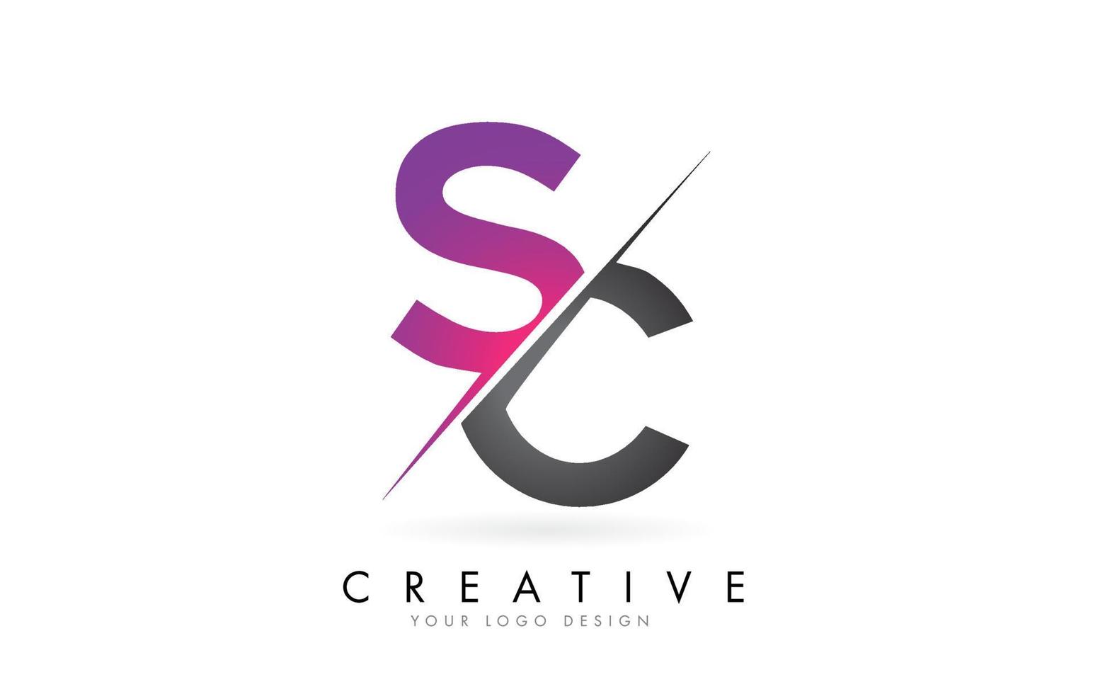 SC S C Letter Logo with Color block Design and Creative Cut. vector