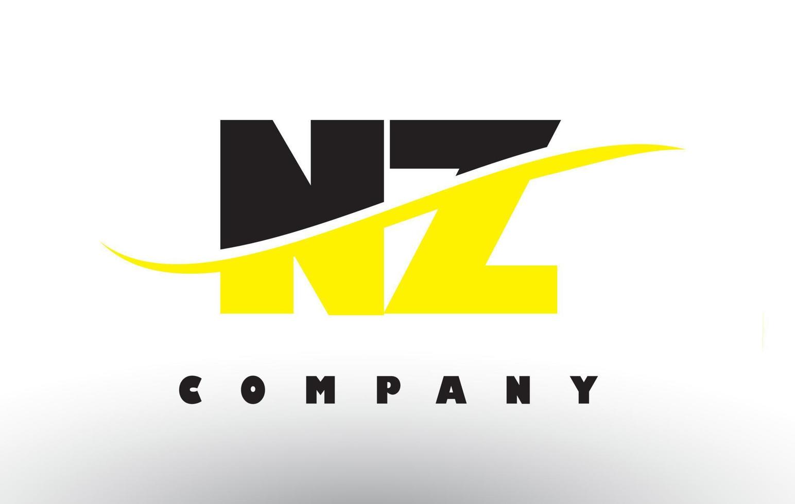 NZ N Z Black and Yellow Letter Logo with Swoosh. vector