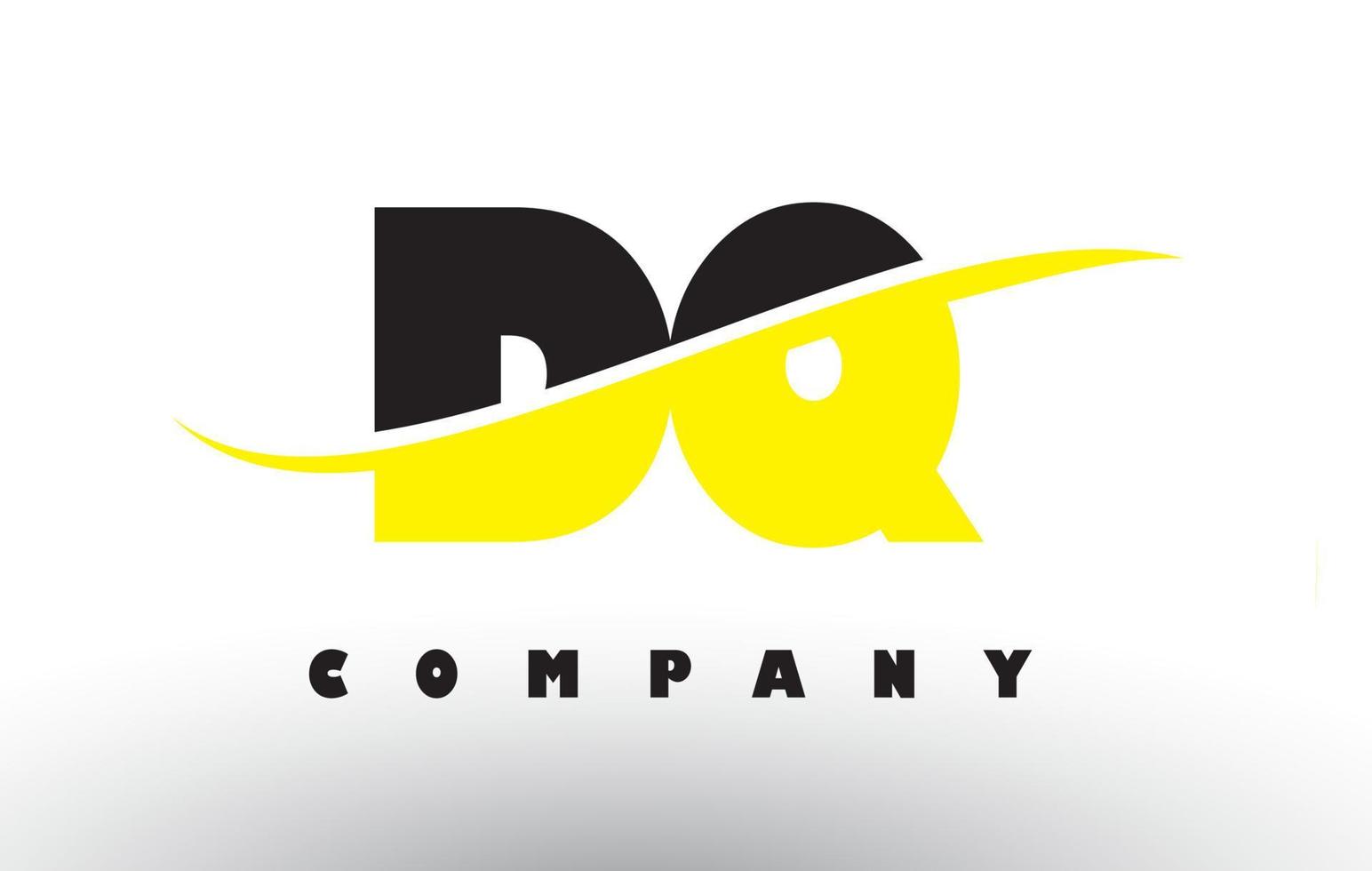 DQ D Q Black and Yellow Letter Logo with Swoosh. vector