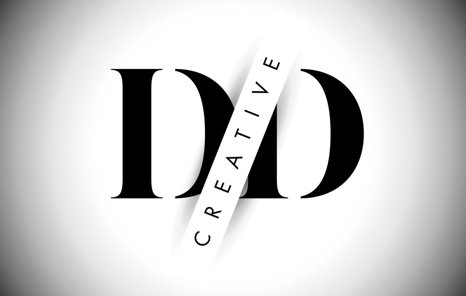 Logotipo de letra dd dd con corte de sombra creativo y diseño de texto superpuesto. vector