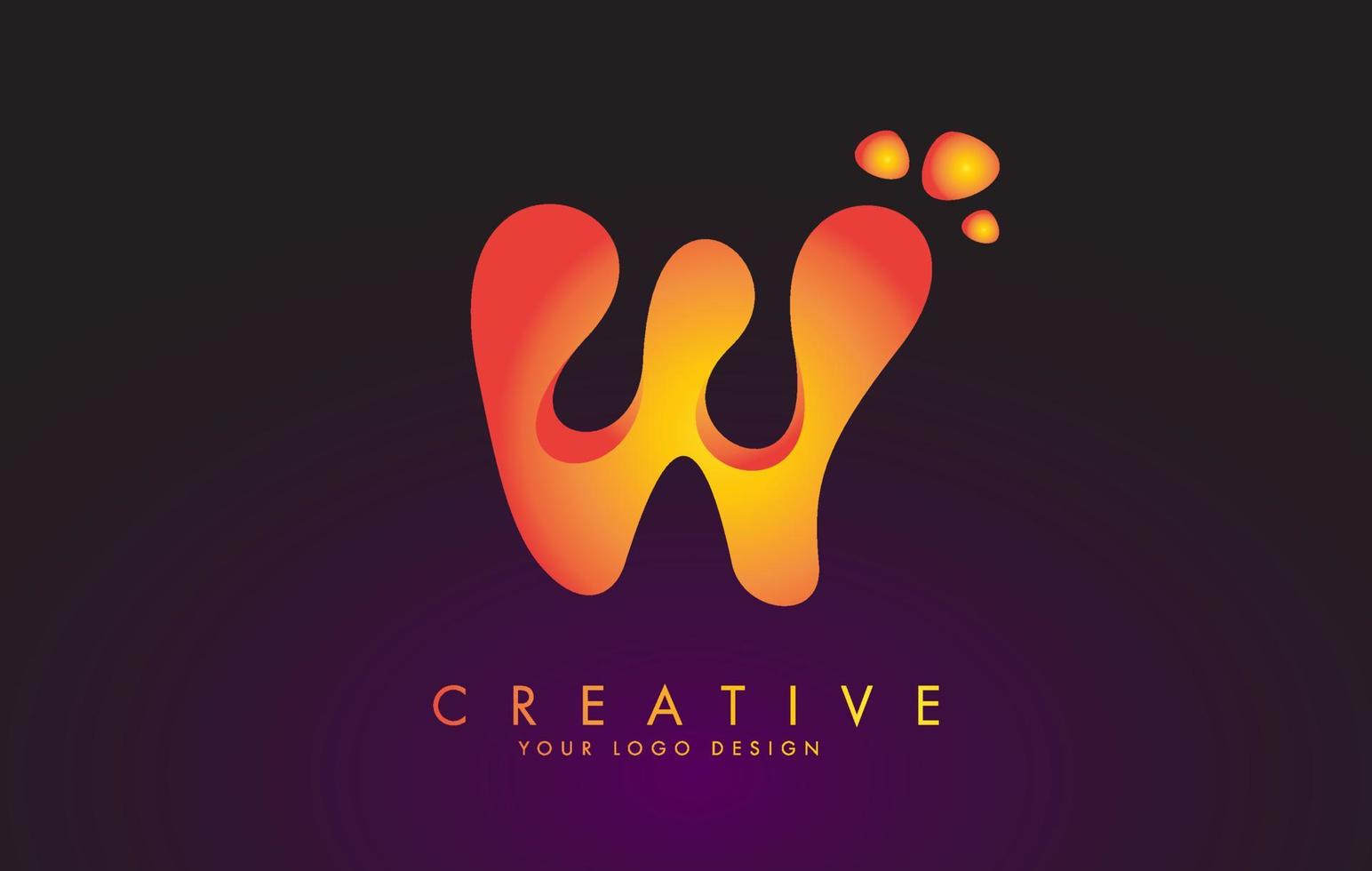 Plantilla de diseño de logo de letra w con puntos y colores naranja. vector