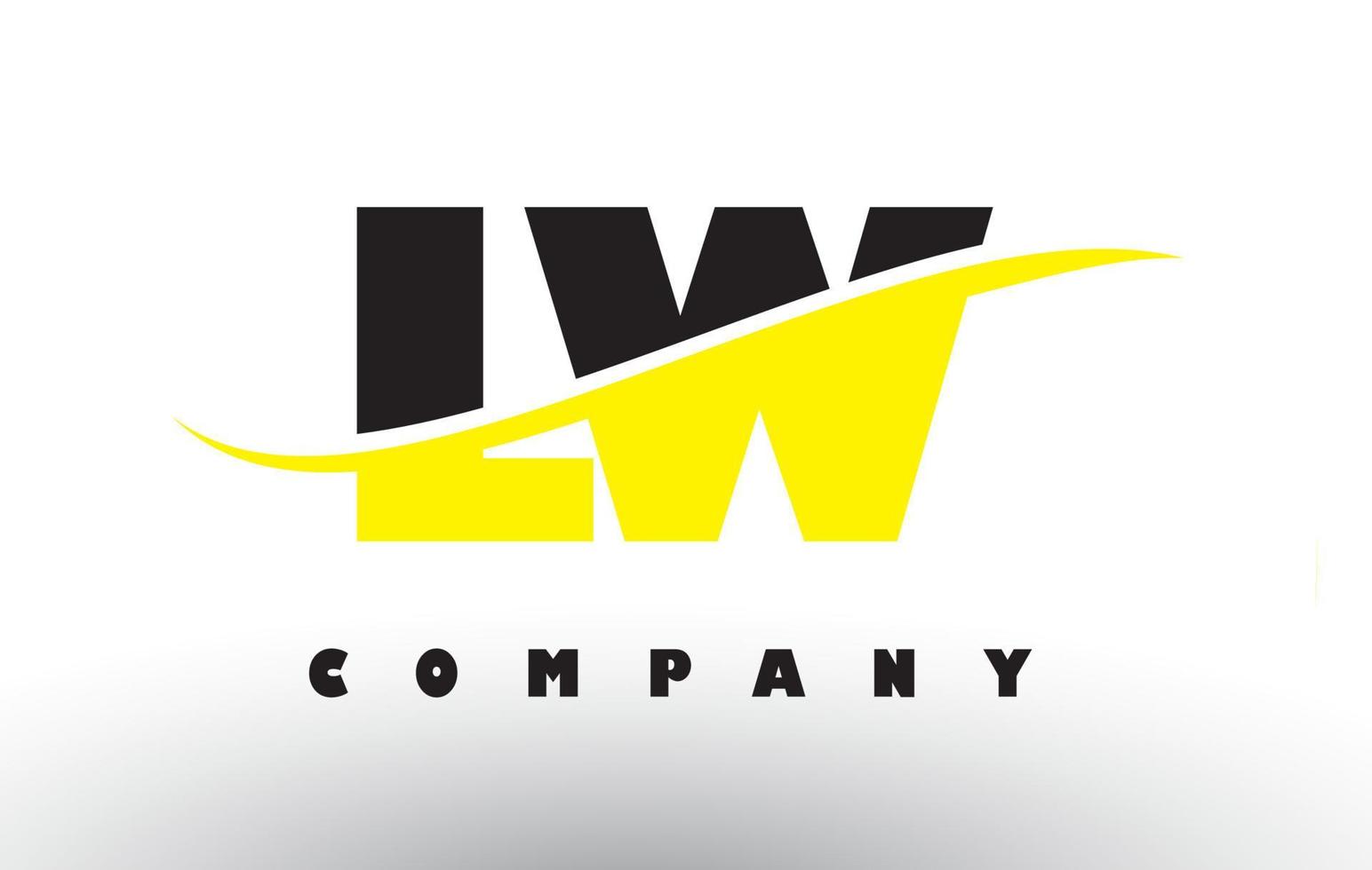 LW L W Black and Yellow Letter Logo with Swoosh. vector
