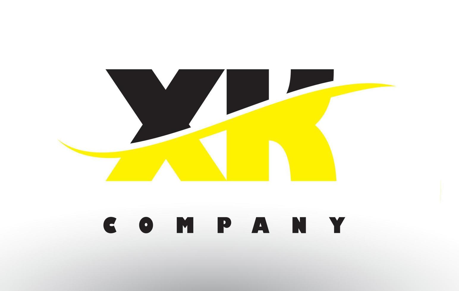 XK X K Black and Yellow Letter Logo with Swoosh. vector