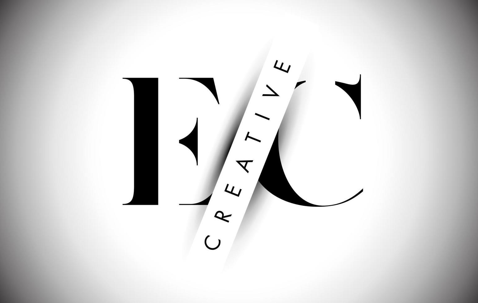 EC E C Letter Logo with Creative Shadow Cut and Over layered Text Design. vector
