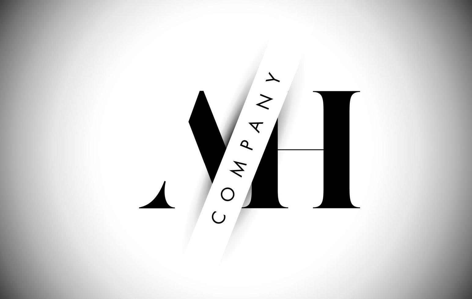 Logotipo de letra ah ah con corte de sombra creativo y diseño de texto superpuesto. vector
