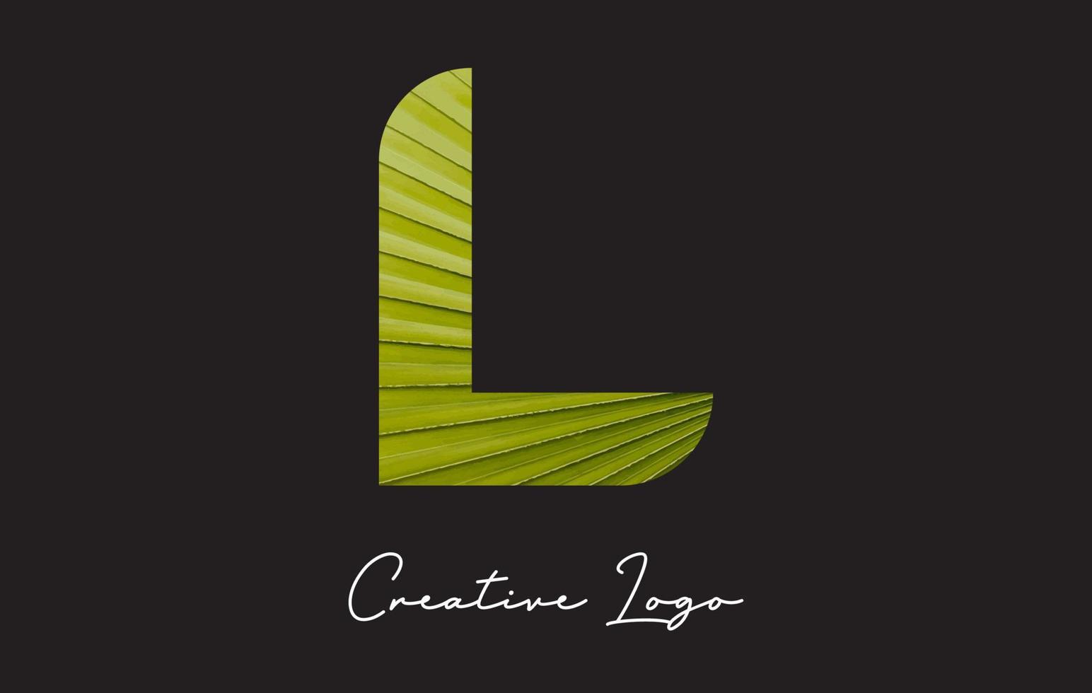 Logotipo de letra l con diseño de patrón de hoja de palmera. vector