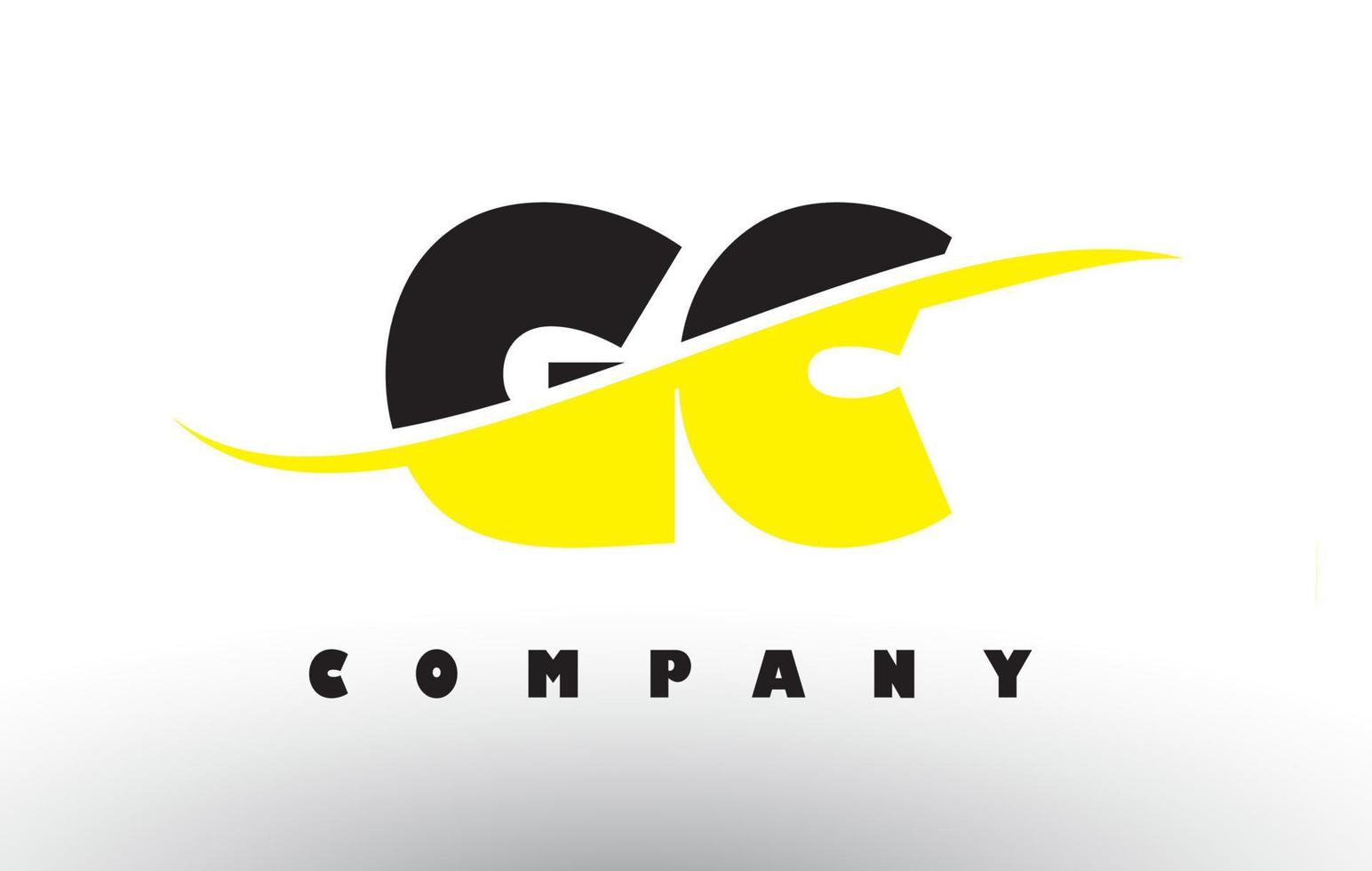 GC G C Black and Yellow Letter Logo with Swoosh. vector