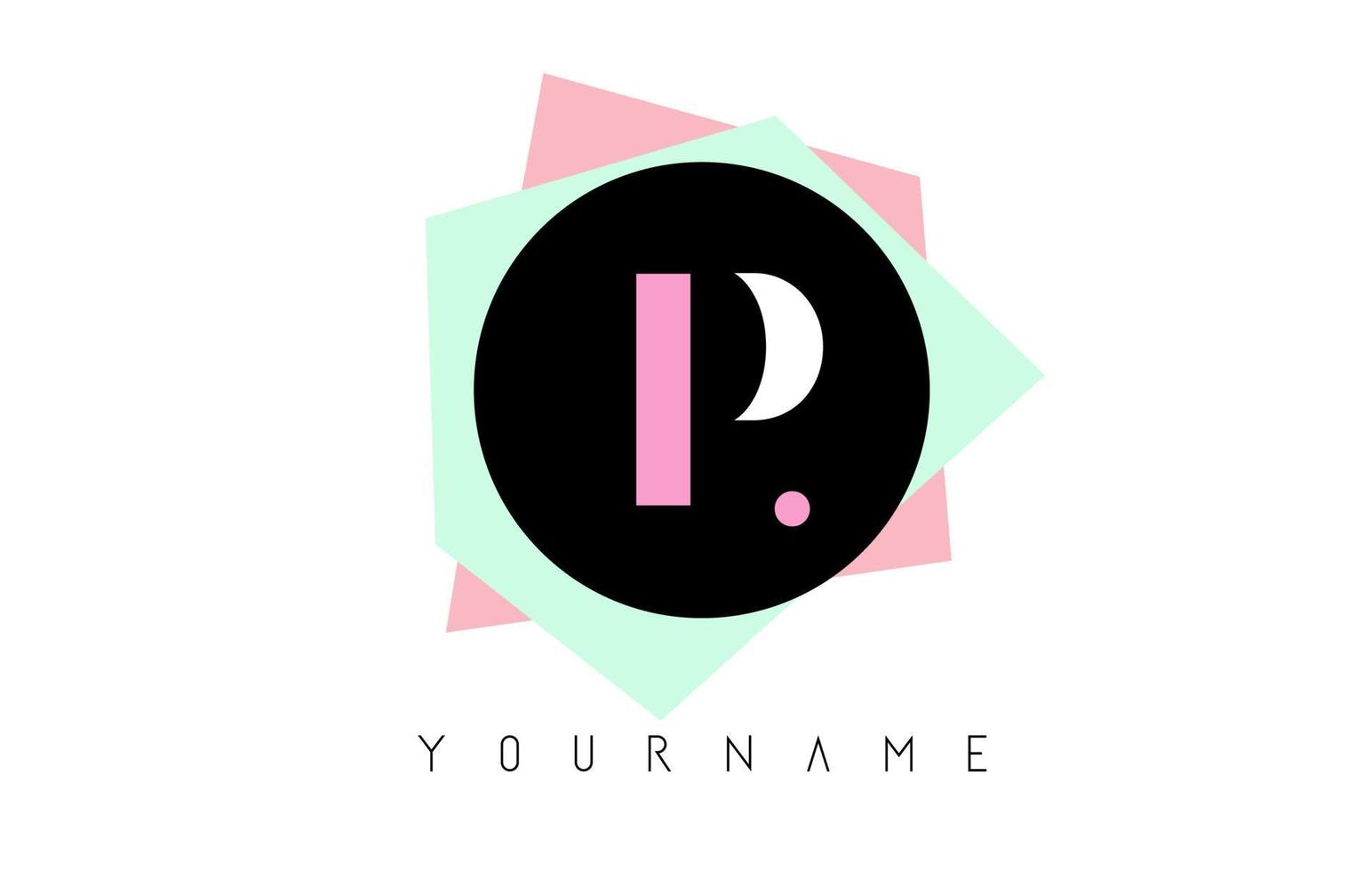 P Geometric Shapes Logo Design with Pastel Colors. vector