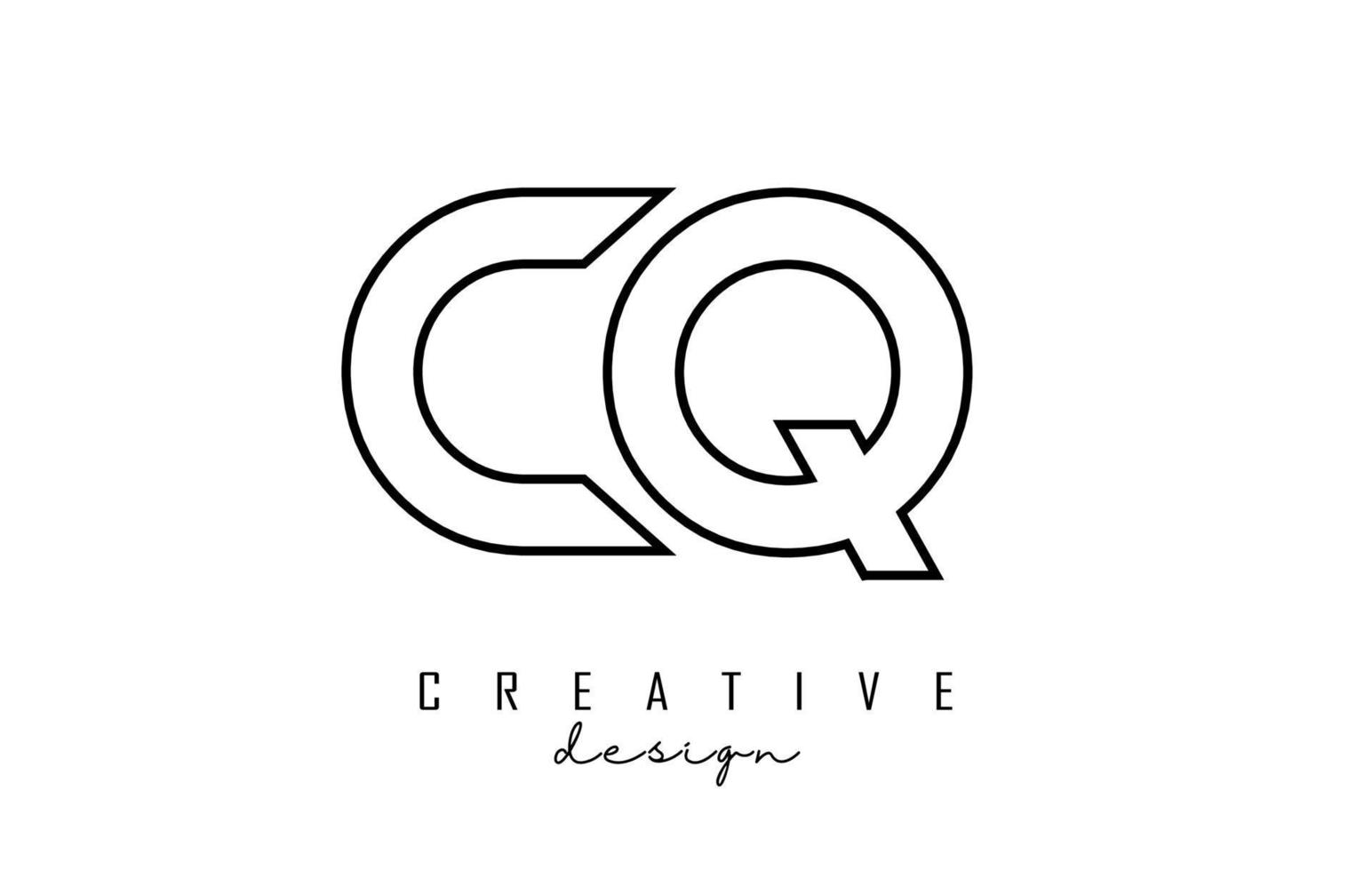 Outline CQ letters logo with a minimalist design. Geometric letter logo. vector