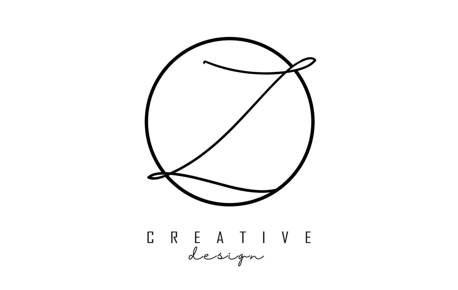 Handwriting letters Z logo design with simple circle vector illustration.