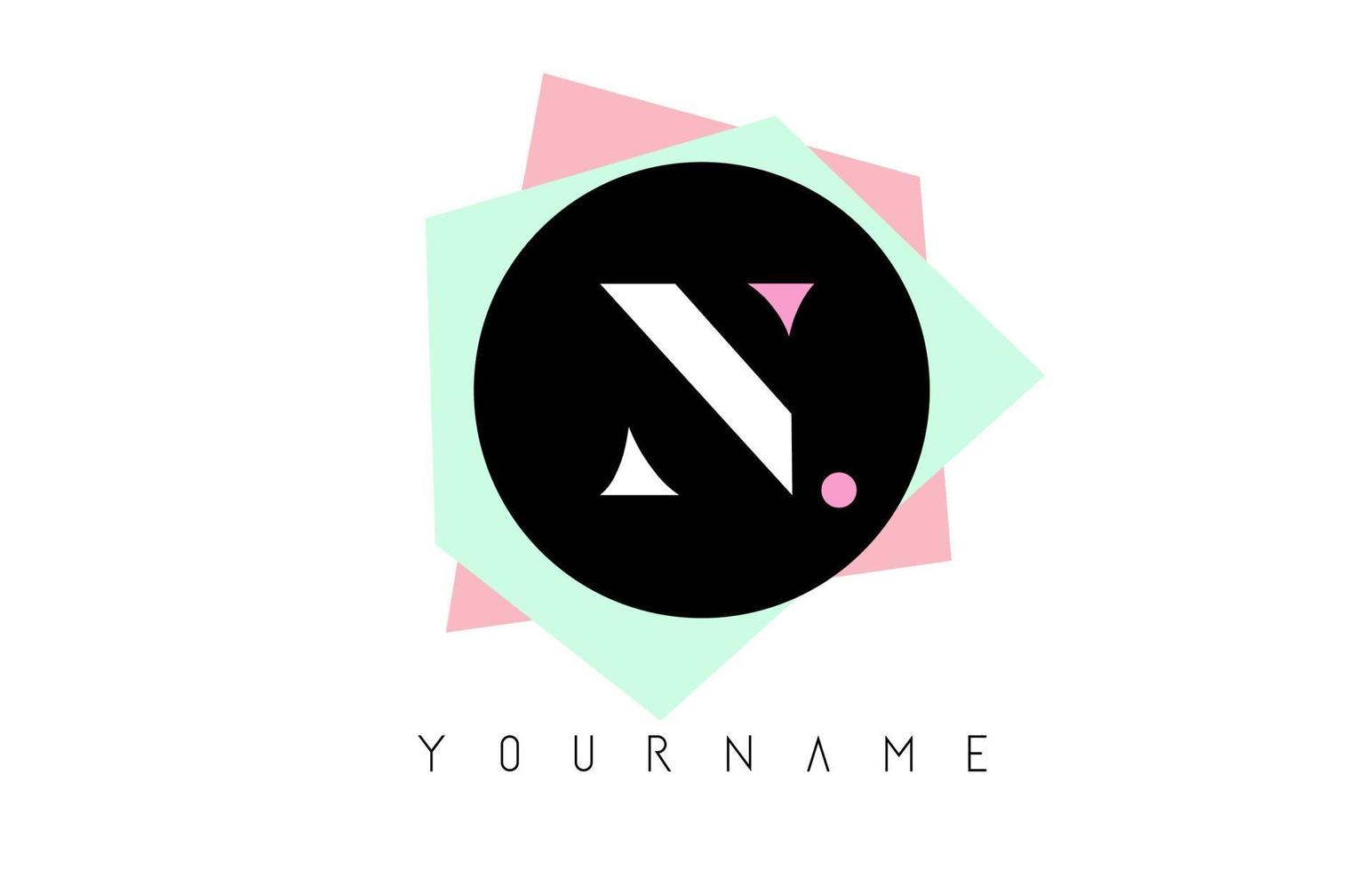 N Geometric Shapes Logo Design with Pastel Colors. vector