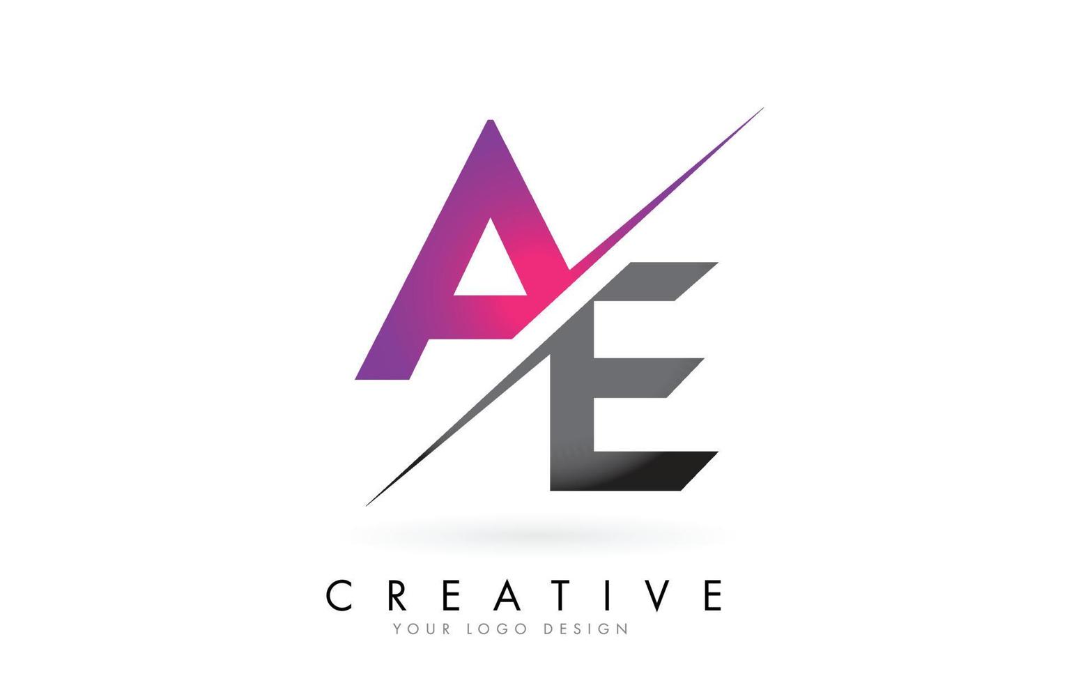 Logotipo de letra ae ae con diseño de bloques de color y corte creativo. vector