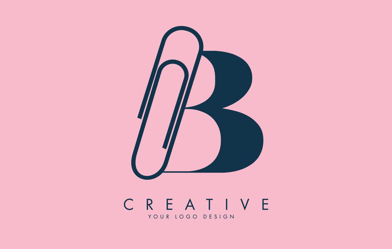 B letter logo design from paper clip. Business and education logo concept. vector