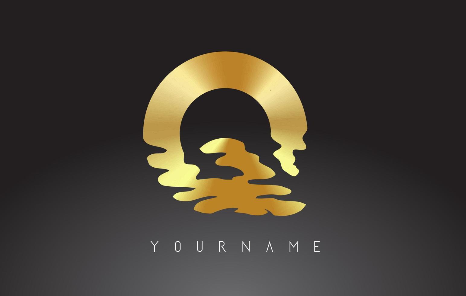 Diseño de logotipo de letra q de oro con concepto de efecto de agua. vector
