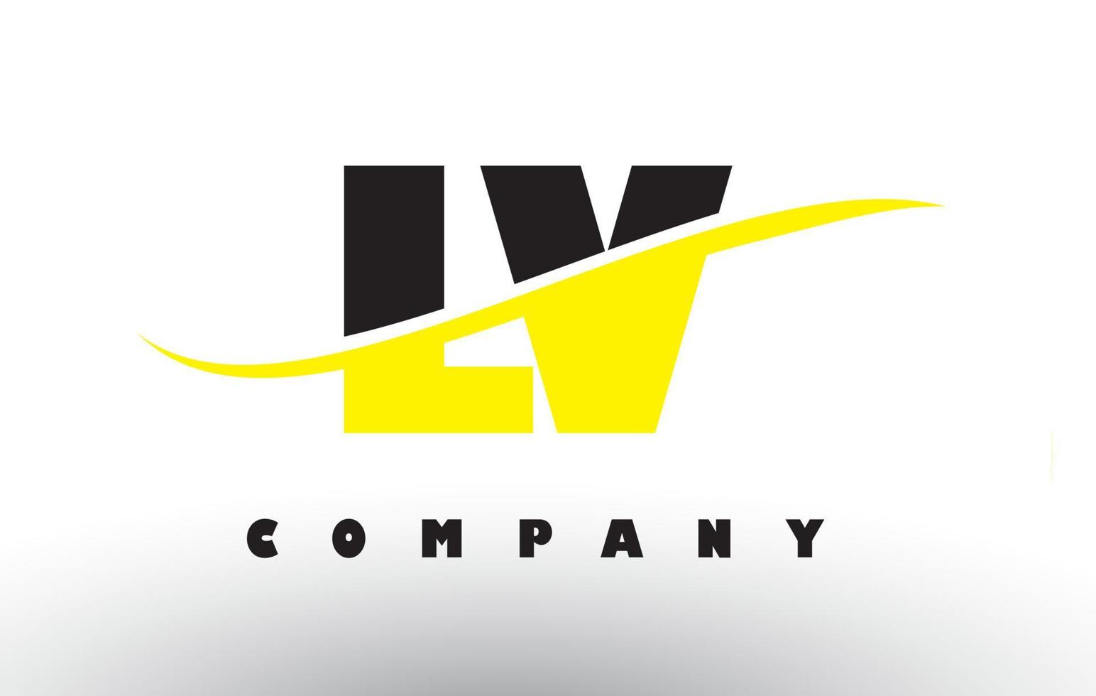 LV L V Black and Yellow Letter Logo with Swoosh. vector