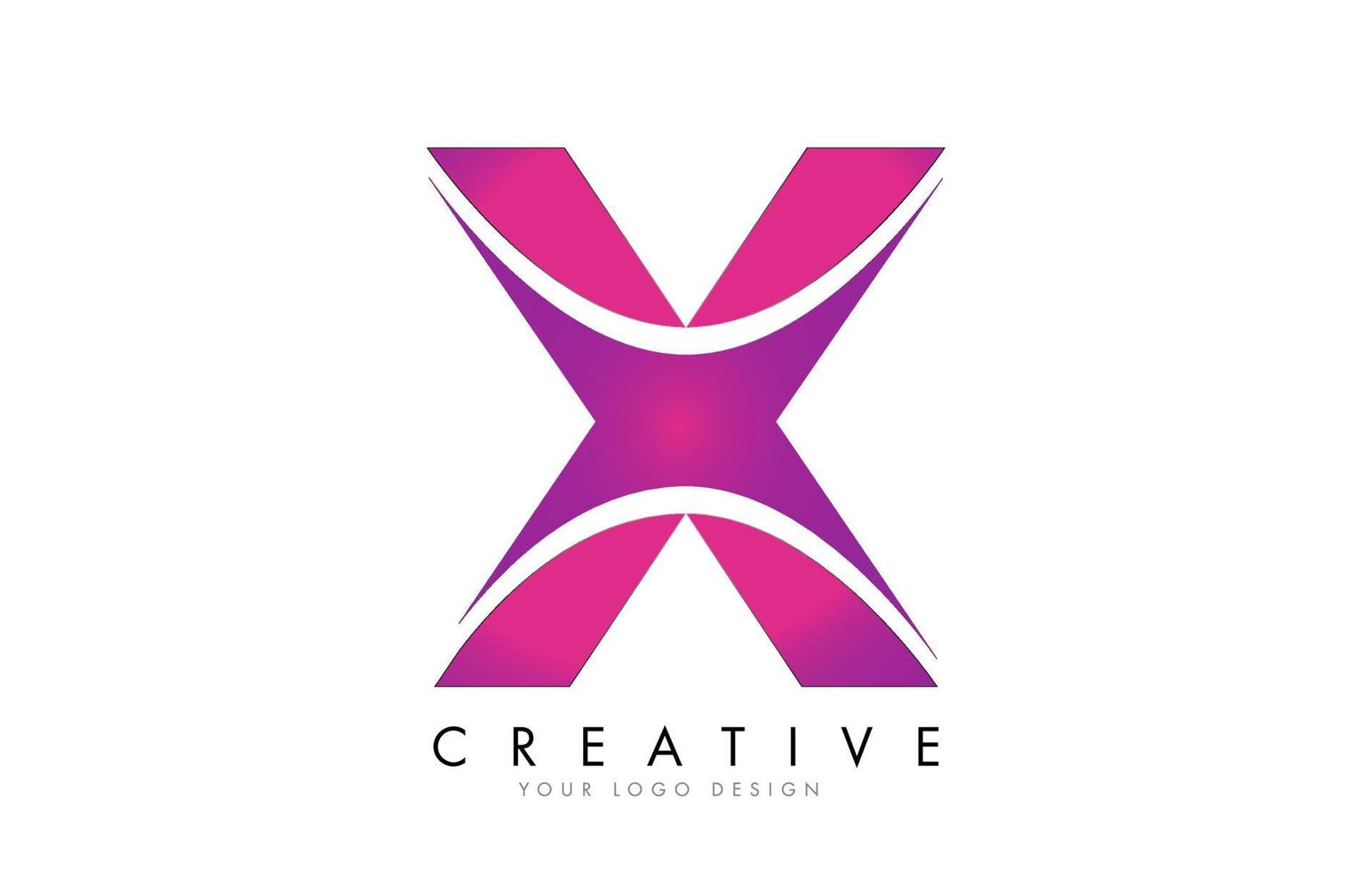 X Letter Logo Design with Ribbon Effect and Bright Pink Gradient. vector