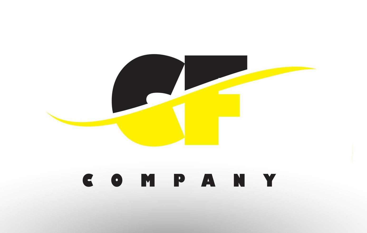 CF C F Black and Yellow Letter Logo with Swoosh. vector