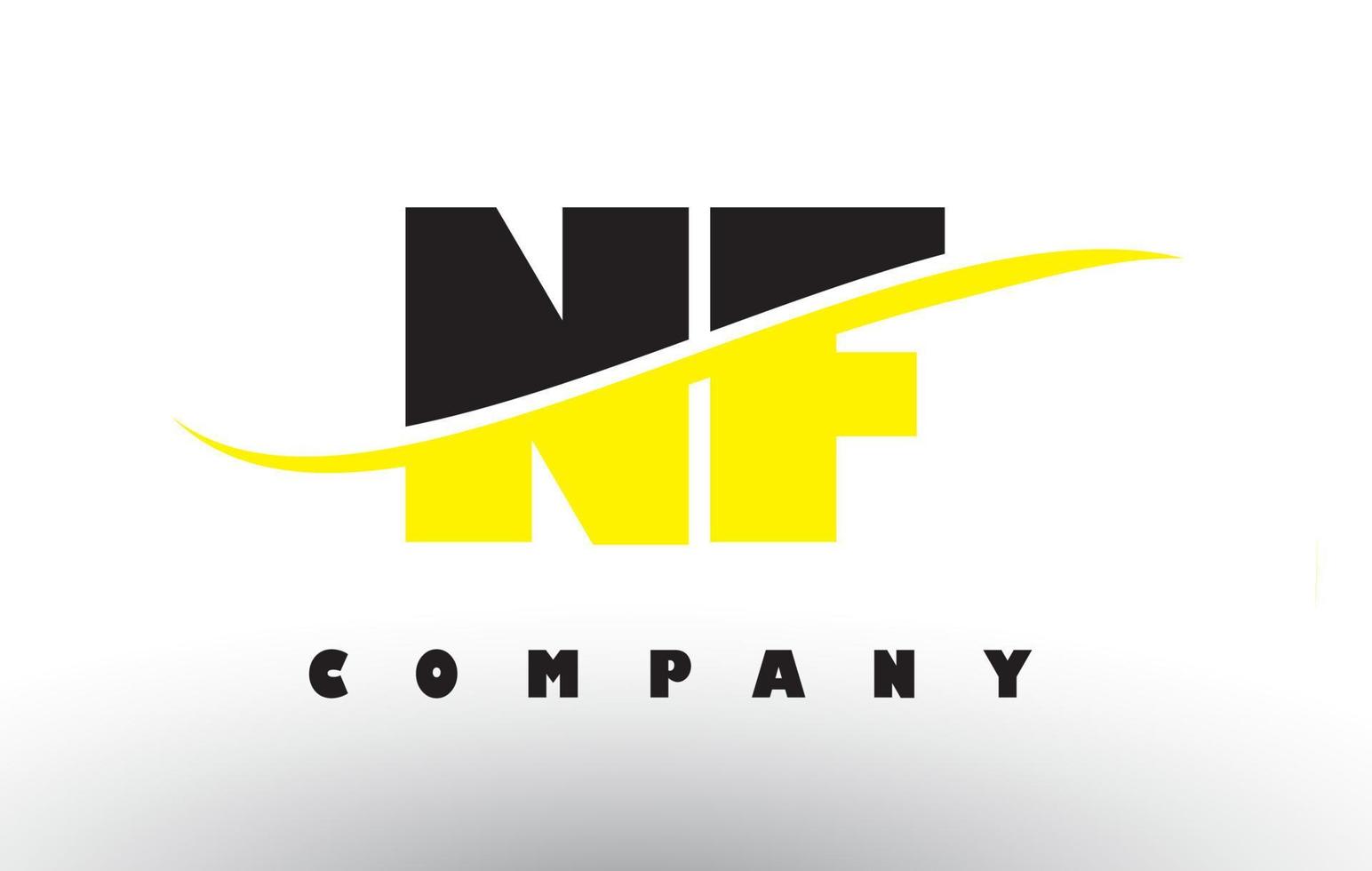 NF N F Black and Yellow Letter Logo with Swoosh. vector