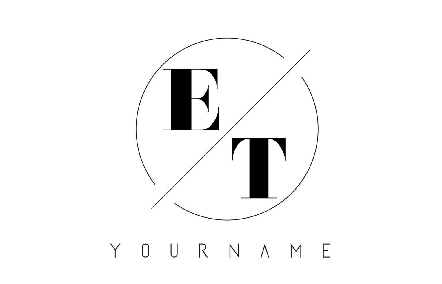 Logotipo de letra et con diseño cortado e intersectado. vector
