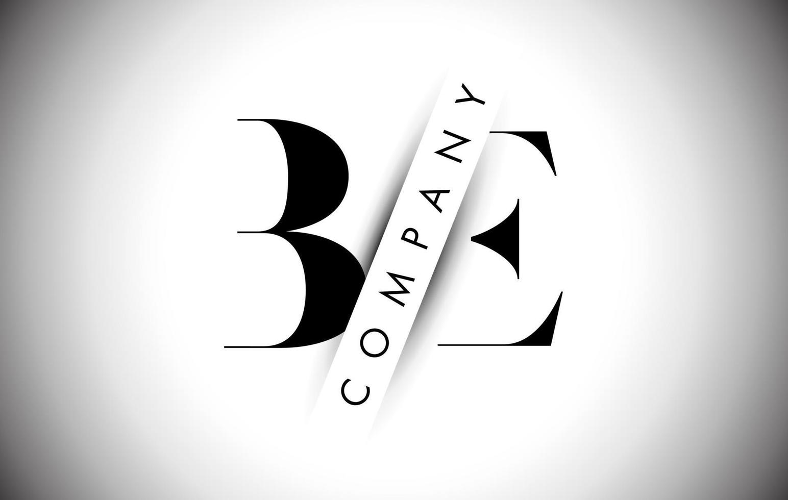 be be letter logo con corte de sombra creativo y diseño de texto superpuesto. vector