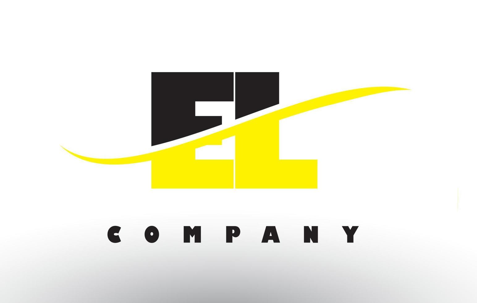 EL E L Black and Yellow Letter Logo with Swoosh. vector