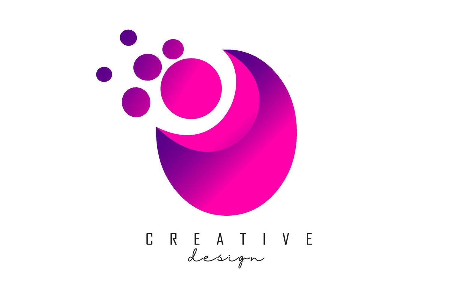 Logotipo de letra o puntos con burbujas de color rosa púrpuras ilustración vectorial. vector