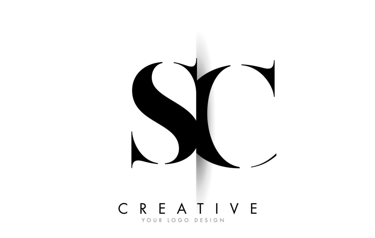 SC S C Letter Logo with Creative Shadow Cut Design. vector