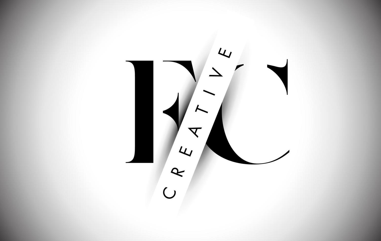 Logotipo de letra fc fc con corte de sombra creativo y diseño de texto en capas. vector