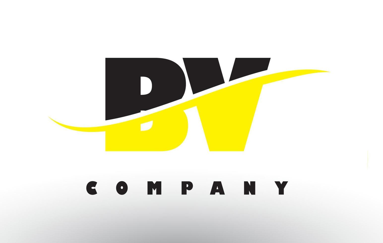 Logo de letra bv bv negro y amarillo con swoosh. vector