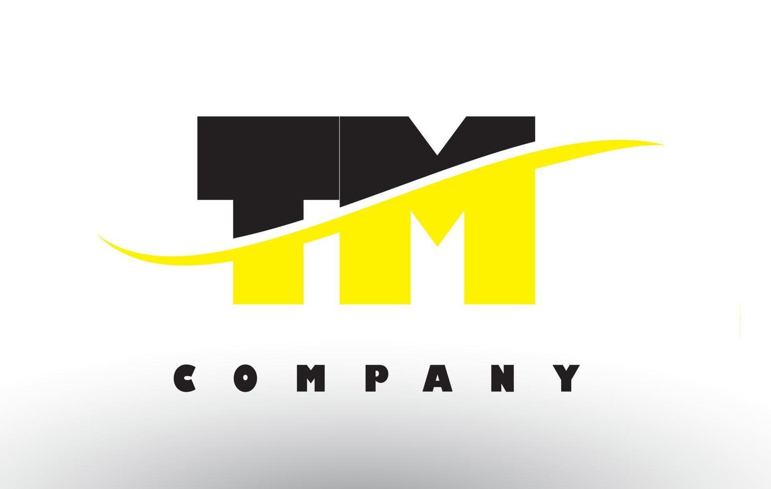 TM T M Black and Yellow Letter Logo with Swoosh. vector