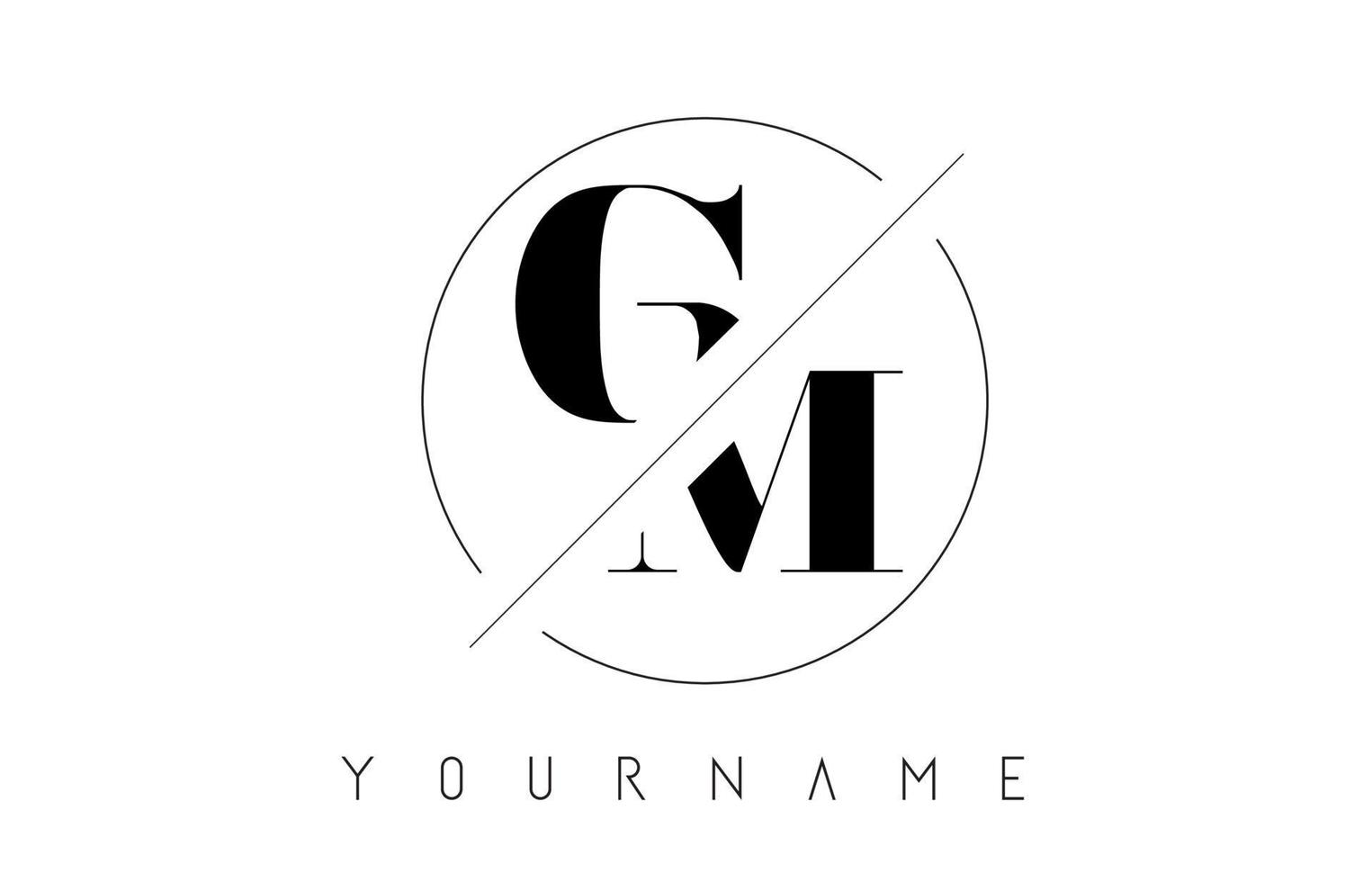 GM Letter Logo with Cutted and Intersected Design vector