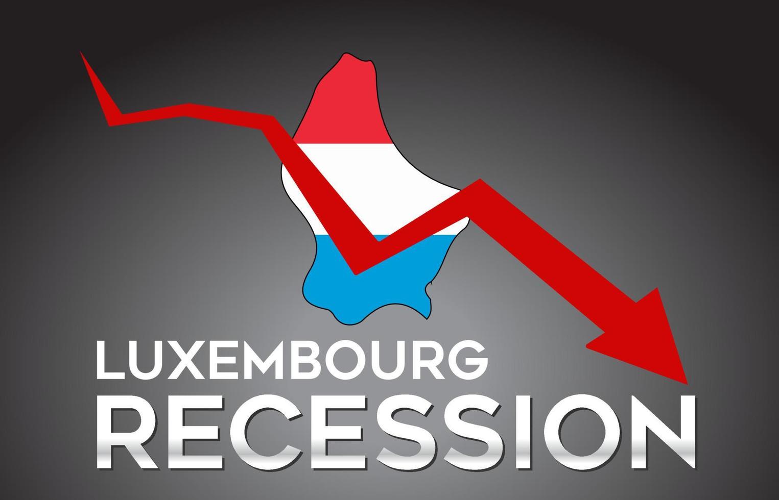 Map of Luxembourg Recession Economic Crisis Creative Concept with Economic Crash Arrow. vector