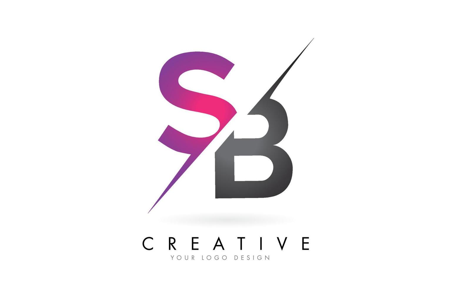 Logotipo de letra sb sb con diseño de bloque de color y corte creativo. vector