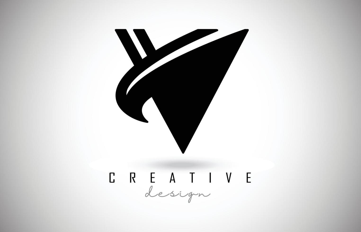 V carta logo monograma diseño vectorial. icono de letra v creativo con líneas negras vector