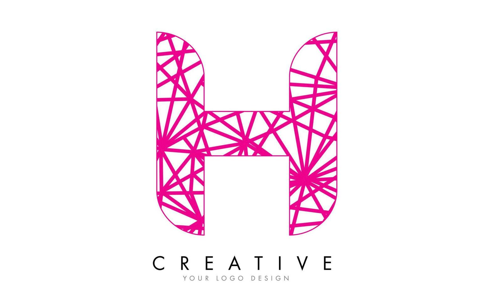 Sketched stylized Letter H with different Pink Lines Pattern Design. vector