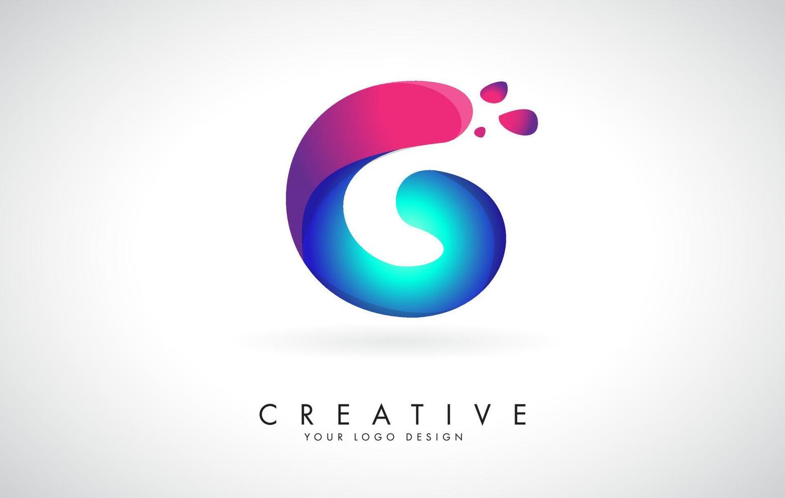 Diseño de logotipo letra g creativa azul y rosa con puntos. entretenimiento corporativo amigable, medios, tecnología, diseño de vectores de negocios digitales con gotas.