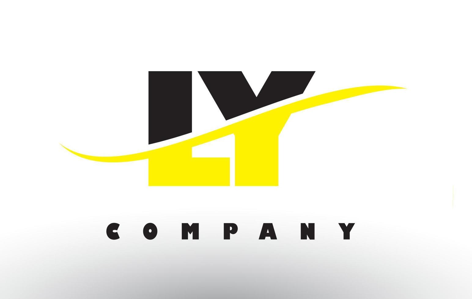 LY L Y Black and Yellow Letter Logo with Swoosh. vector