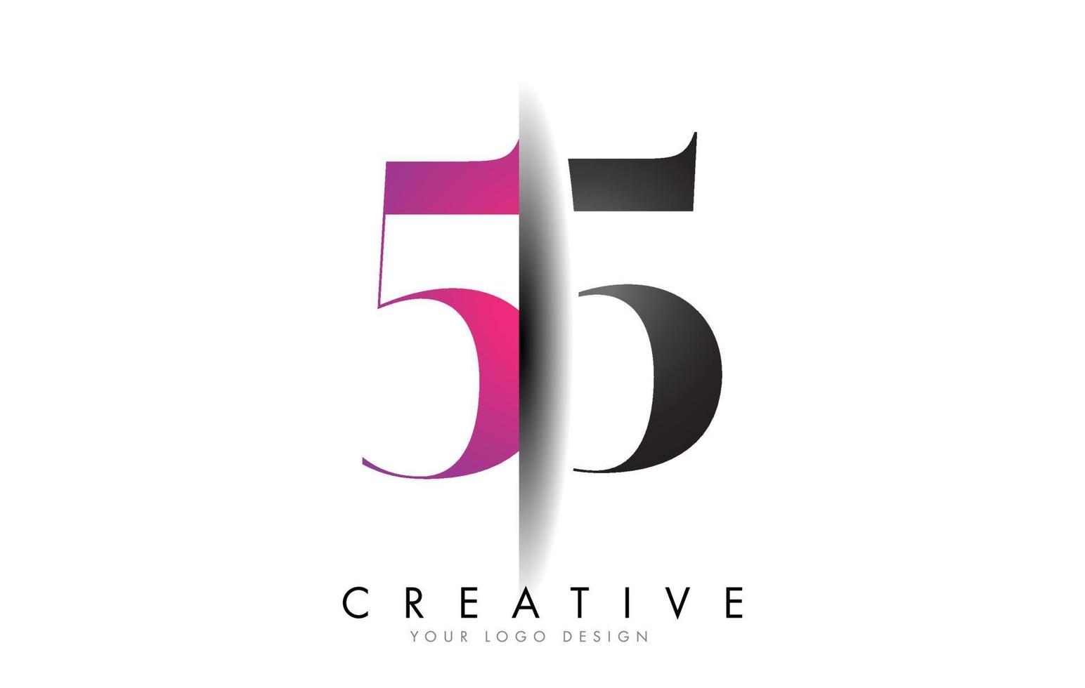 55 5 5 Grey and Pink Number Logo with Creative Shadow Cut Vector. vector