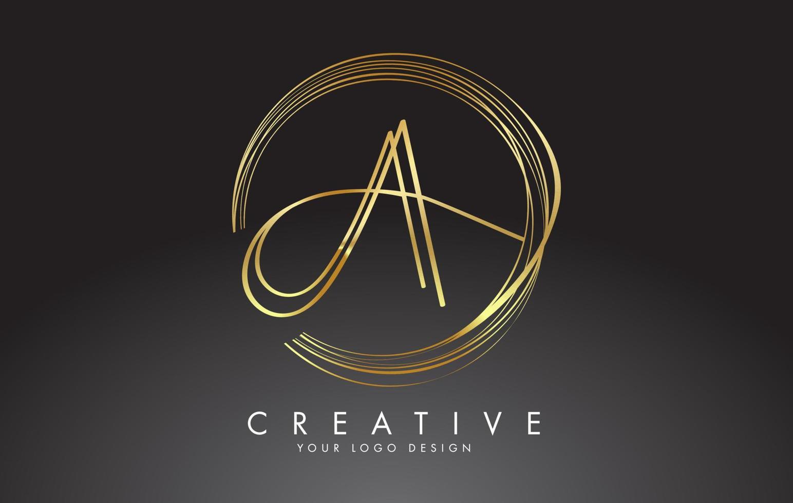 Gold Handwritten AA A Letters Logo with a minimalist design. AA Icon with Circular Golden Circles. vector