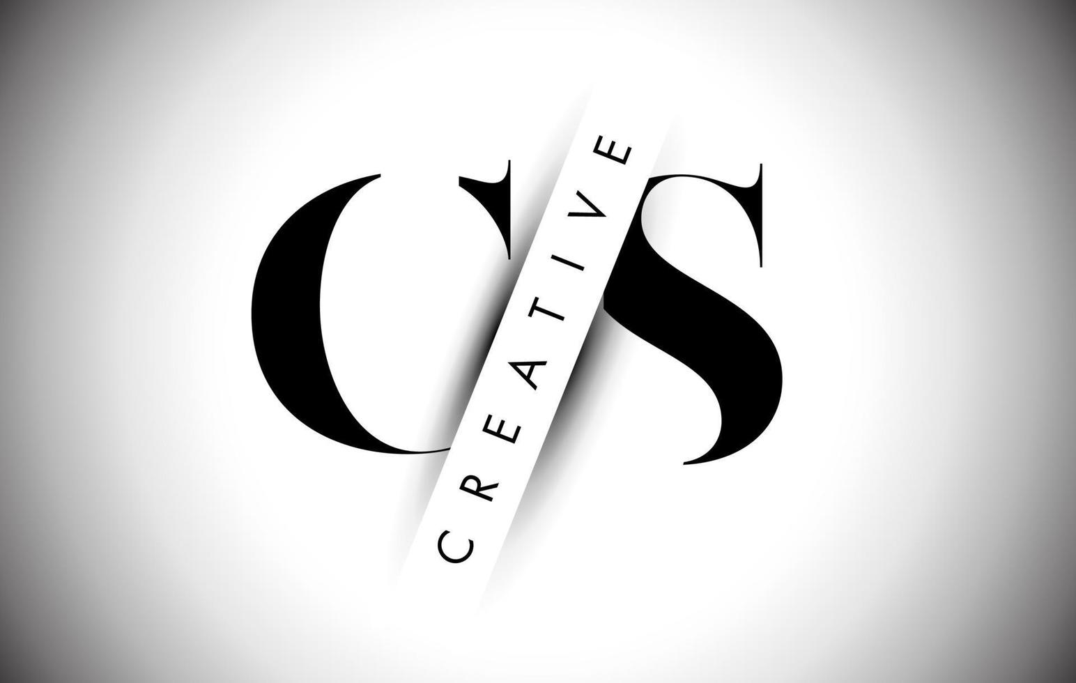 Logotipo de letra cs cs con corte de sombra creativo y diseño de texto superpuesto. vector