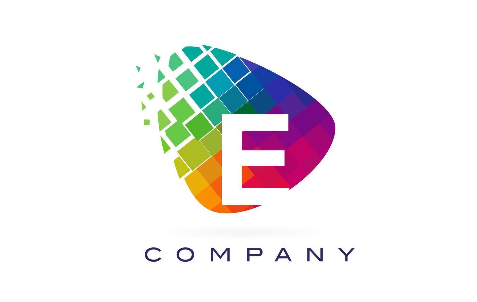 Letter E Colourful Rainbow Logo Design. vector