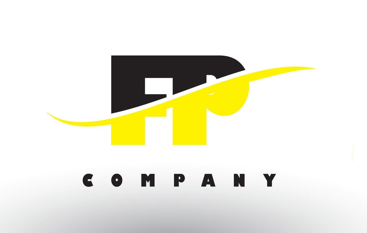 FP F P Black and Yellow Letter Logo with Swoosh. vector