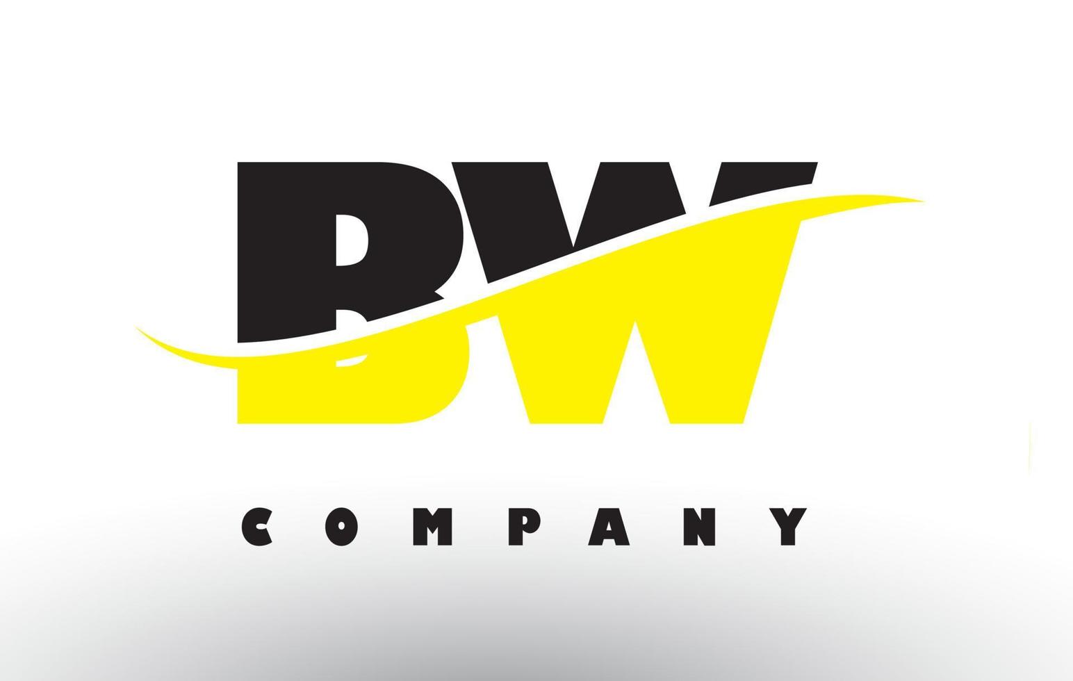 BW B W Black and Yellow Letter Logo with Swoosh. vector