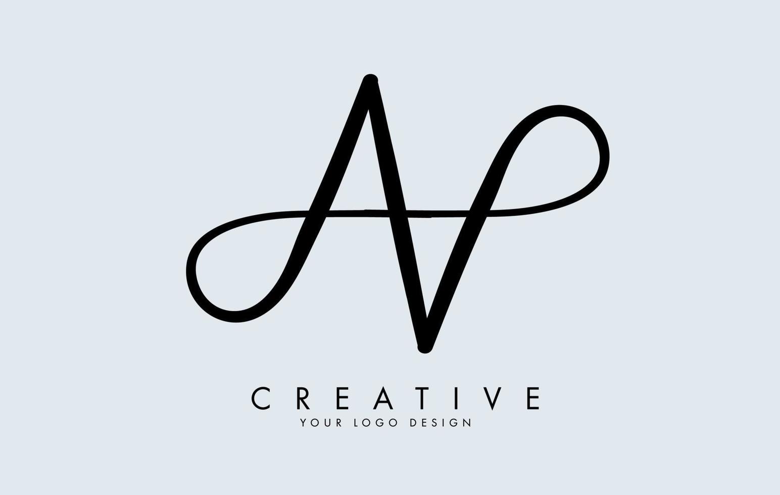 Handwritten Double AA letter logo design. Reflection effect vector illustration.