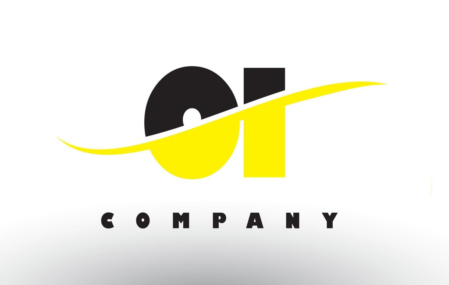 oi oi logo de letra negro y amarillo con swoosh. vector