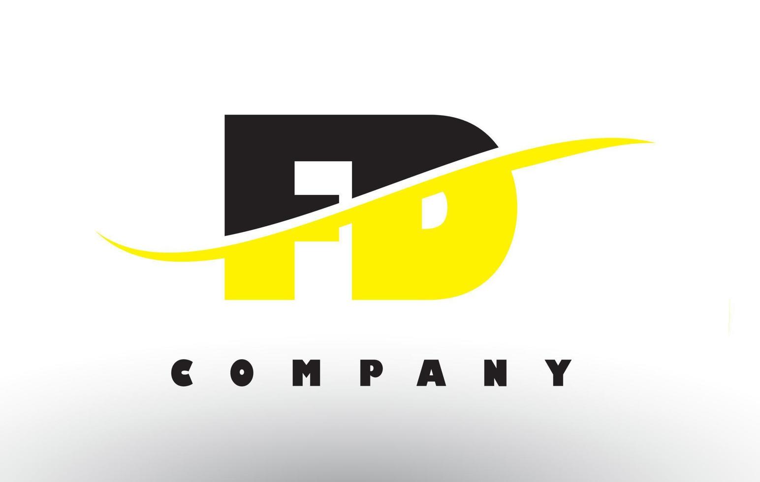 FD F D Black and Yellow Letter Logo with Swoosh. vector